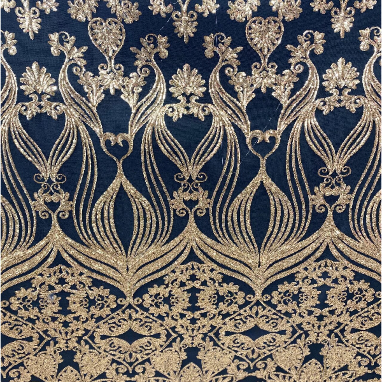 1 Yard Damask Design Embroidered Mesh Lace Fabric 48-50" Wide 100% Polyester for Evening & Bridal Wear
